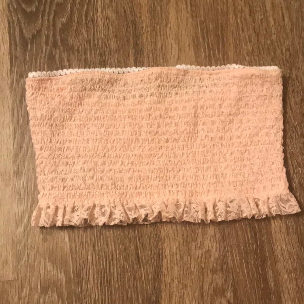 Free People Pink frilly lace tube top